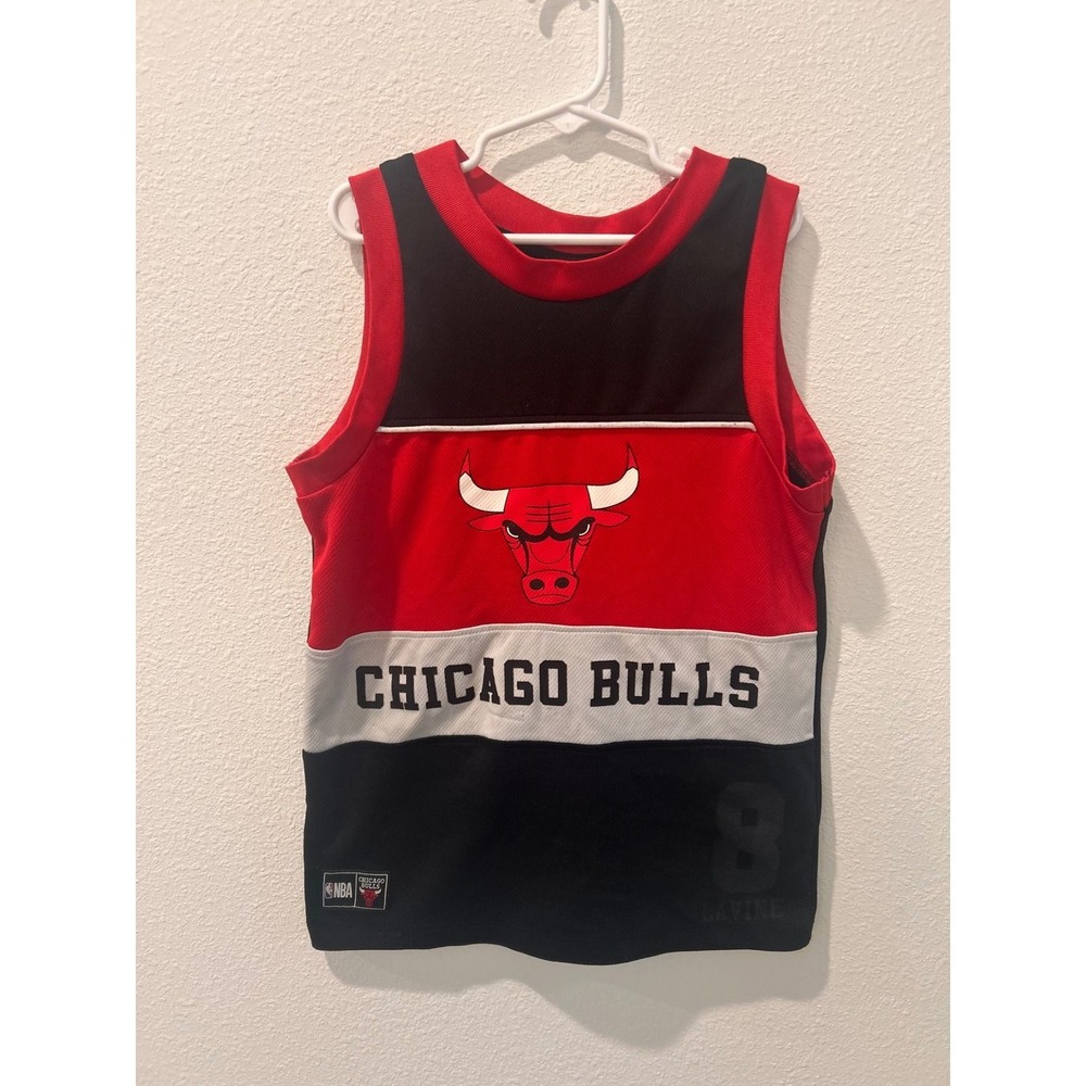NBA Chicago Bulls Zach LaVine 8 Kids Basketball Jersey Red Black Size 8-9